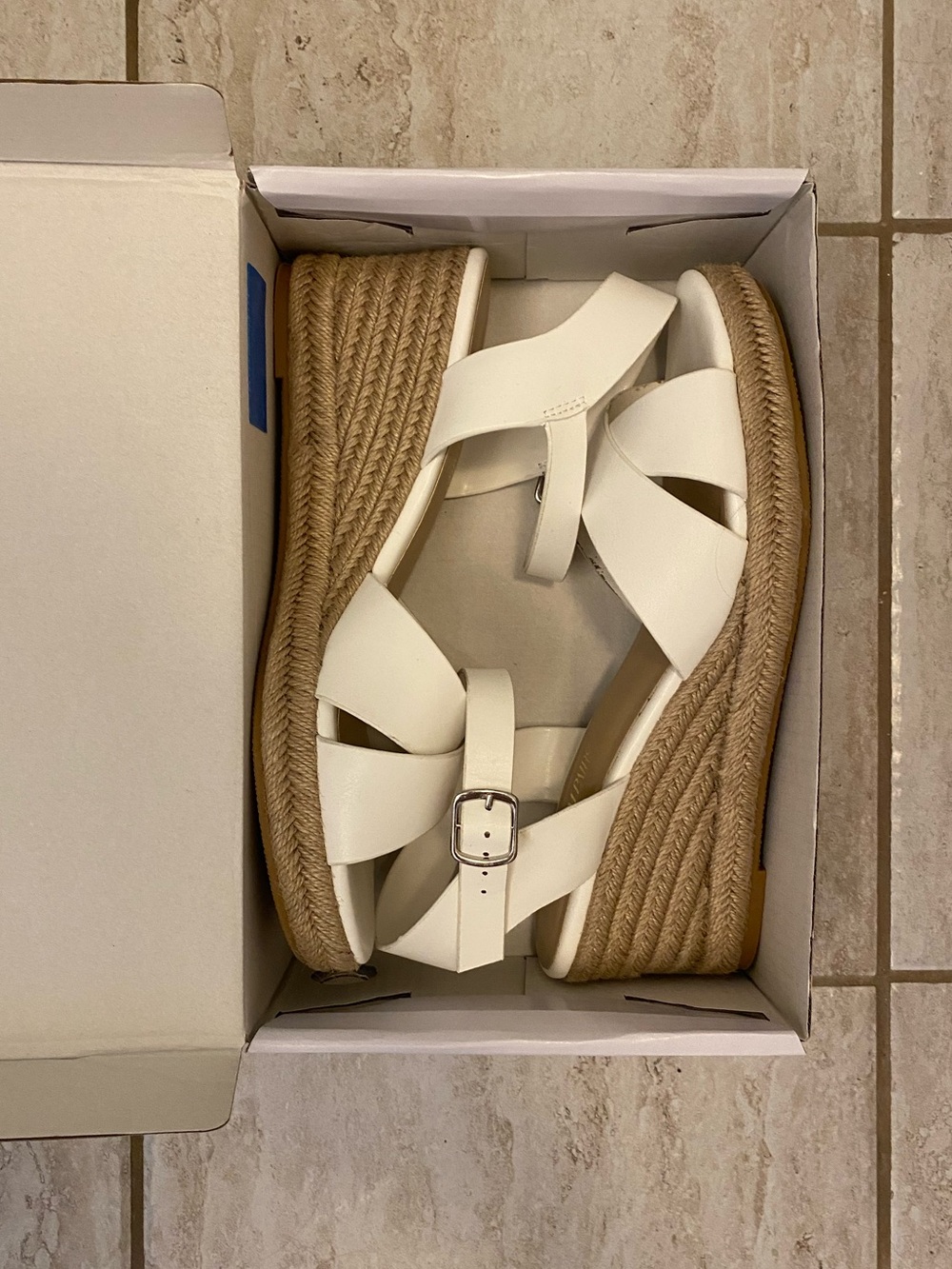 Dream Pairs White Braided Espadrille Wedge Sandals